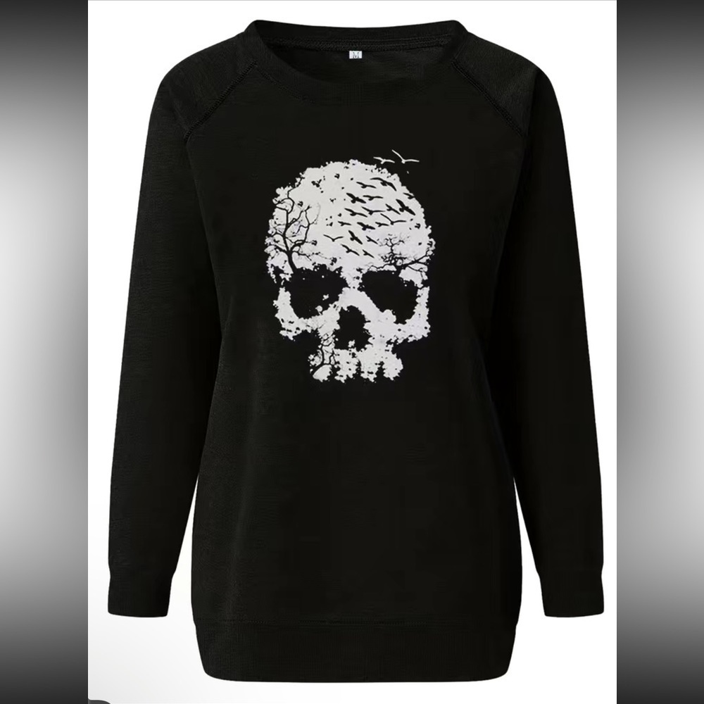 Skull Print Halloween Sweatshirt